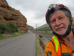 Ted with his bike on Echo Canyon road Utah.
