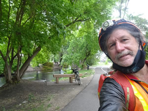Ted with his bike on the Ogden River parkway trail in Ogden, Utah.