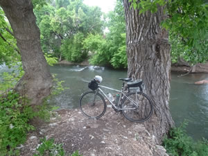 Ted’s bike next to the Ogden River parkway trail in Ogden, Utah.