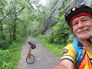 Ted and his bike on the Chessie bike trail in Lexington, Virginia.