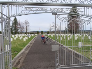 Ted’s bike at the military Cemetery (mile 27 of Centennial Trail).