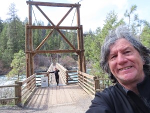 Ted with Marty behind him on Bowl & Pitcher Suspension bridge.