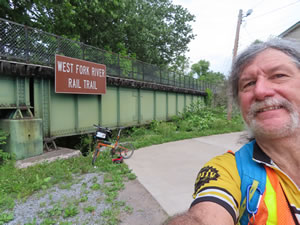 Ted with his bike next to the West Fork River trail in Shinnston, West Virginia.