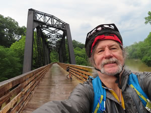 Ted with his bike on the West Fork River trail near Monongah, West Virginia.