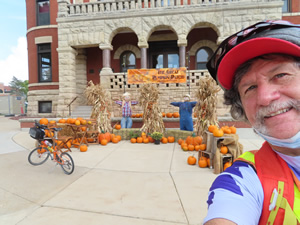 Ted with his bike at the courthouse in Monroe.