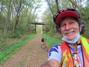 Ted with his bike on Badger State Trail not far from Monroe.