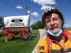 Ted with his bike near trail by Walmart in Cheyenne, Wyoming.