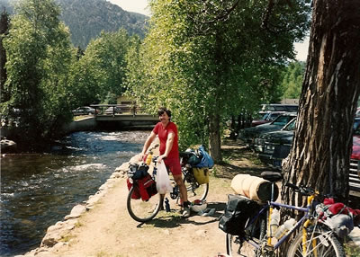 Ted on his bike next to Jay’s bike in Estes Park, Colorado (start of ride).