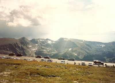 A parking lot on Trail Ridge road in Rocky Mountain National Park.