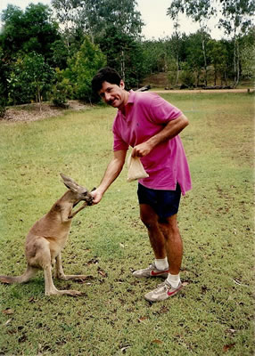Ted feeding Kangaroo at Billabong Sanctuary