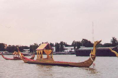 A boat on the Mae Nam Chao Phraya River in Bangkok, Thailand.