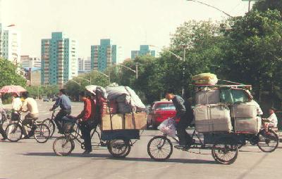 Loaded bikes in Beijing.