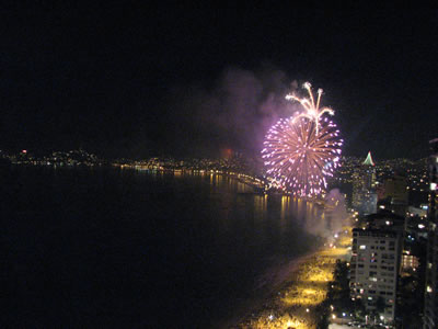 Fireworks from Andrea's room at Crown Plaza Hotel in Acapulco.