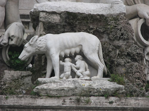 Rome - Statue near fountain at Plaza Del Popolo