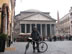 Rome - Ted with his bike in front of the Pantheon