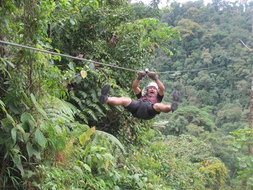 Ted on Zip Line near Volcano Arenal