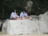 Girls in their school uniforms on the beach south of Hua Hin, Thailand