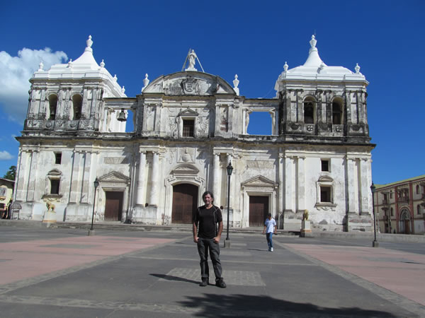 Ted outside church in Leon, Nicaragua.