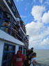 People loaded on boat leaving Ometepe Island, Nicaragua.