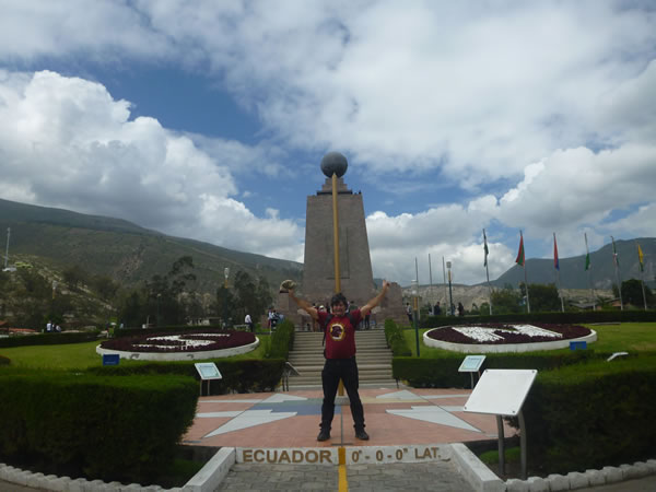 Ted at the equator in Ecuador.