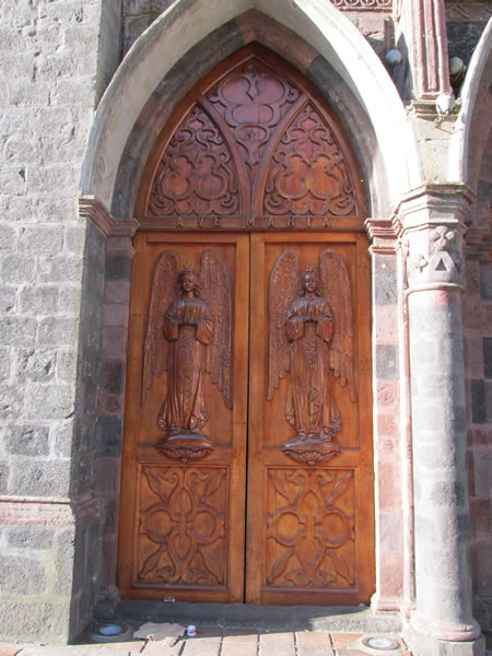 Door of a church in Banos, Ecuador
