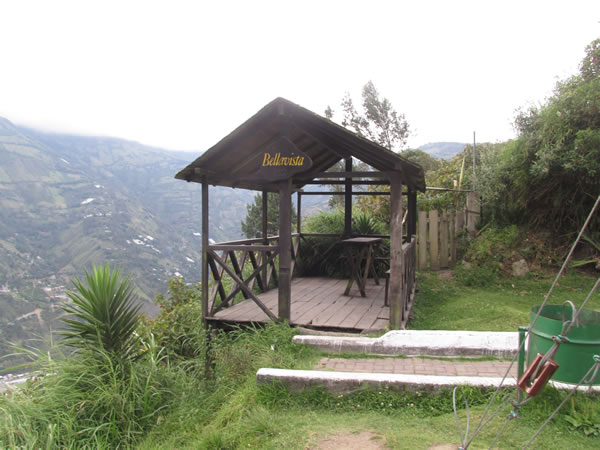 Viewing deck at overview point at Banos, Ecuador.