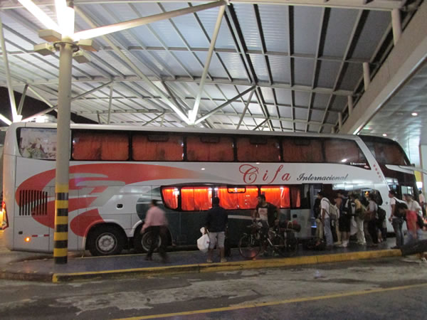 The bus Ted took from Guayaquil, Ecuador to Piura, Peru.