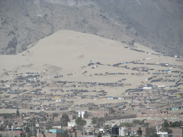 Homes on hill near Trujillo, Peru.