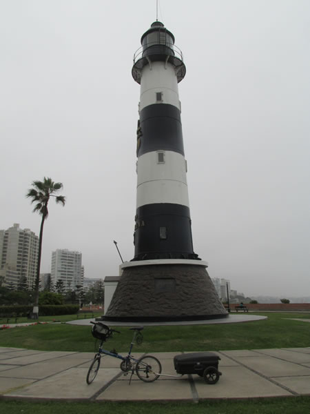 Lighthouse in Mariflower district of Lima, Peru.