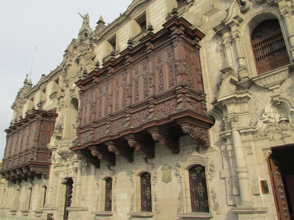 Archbishops palacein historic center of Lima, Peru.