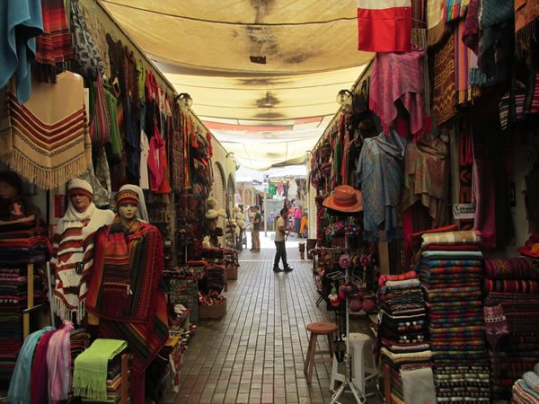Inside the Indian market in Mariflower district of Lima, Peru.