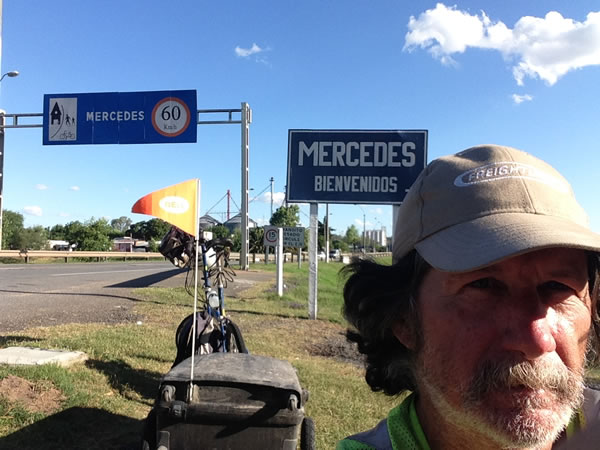 Ted entering Mercedes, Uruguay.