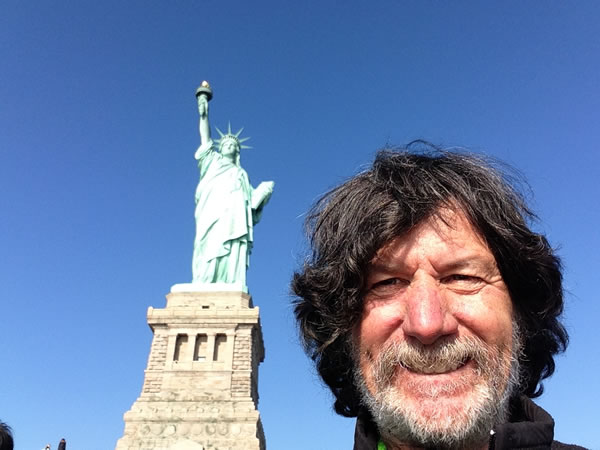 Ted at the statue of liberty near New York City.