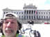 Ted and his bike in front of Palacio Legislativo building in Montevideo, Uruguay.