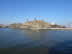 Ellis Island seen from boat near New York City.
