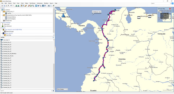 Route Map – Entire trip –Quito, Ecuador to Cartagena, Colombia.