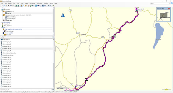 Day 4, Thursday, November 17, 2016 - Route Map – Ipailes to Pasto, Colombia.
