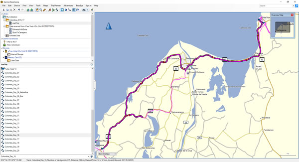 Day 16, Tuesday, November 29, 2016 - Route Map – Cartagena to Santa Marta, Colombia.