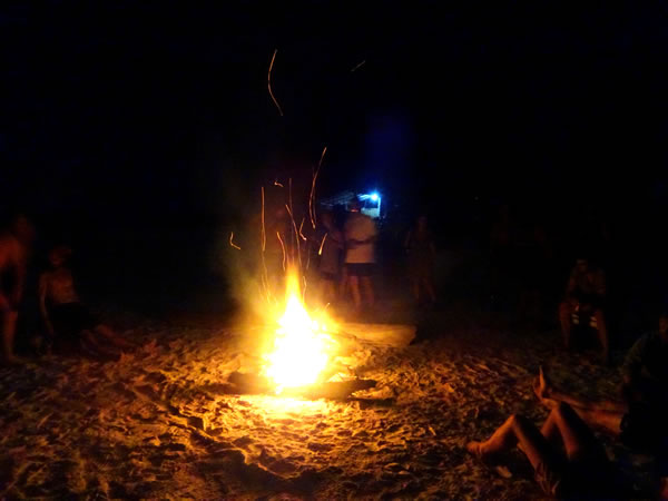 Fire on the first night in San Blas Islands, Panama