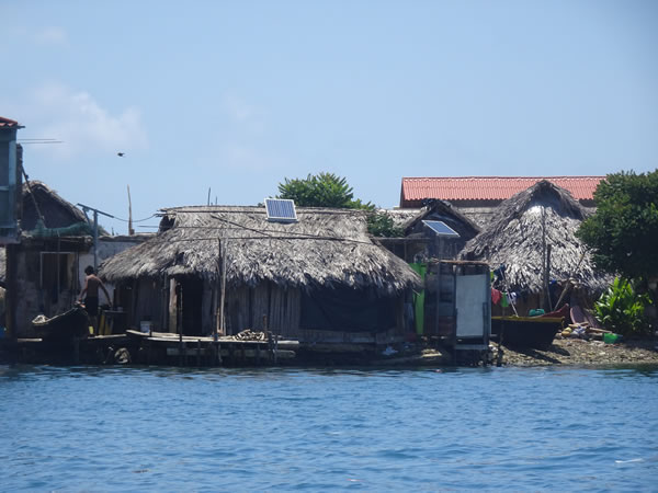 Homes on one of the inhabited San Blas islands of Panama.