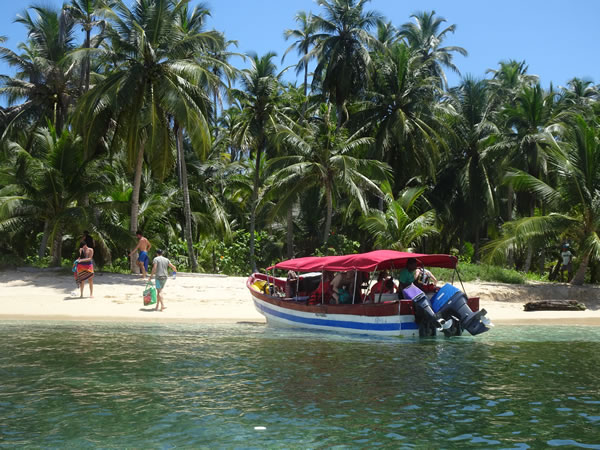 An uninhabited San Blas island where we swam in Panama.