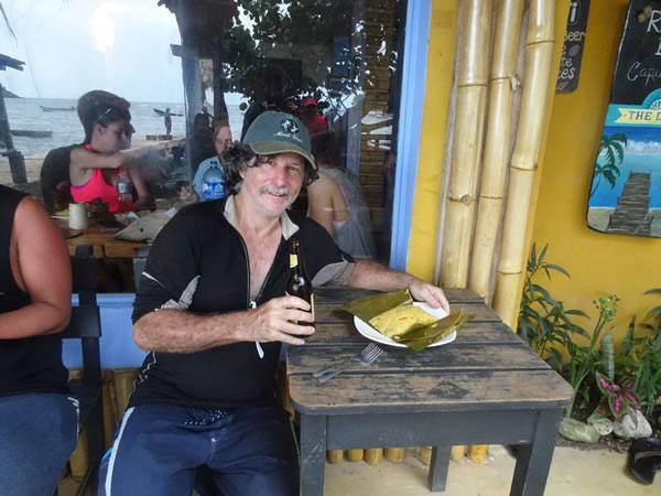Ted eating lunch in Capurgana, Colombia.