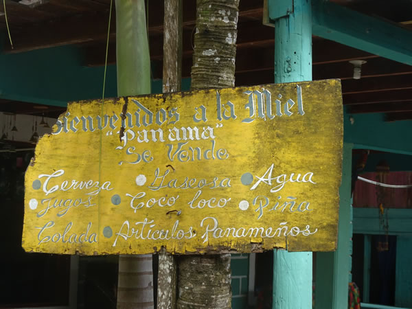 Welcome sign to La Miel, Panama.
