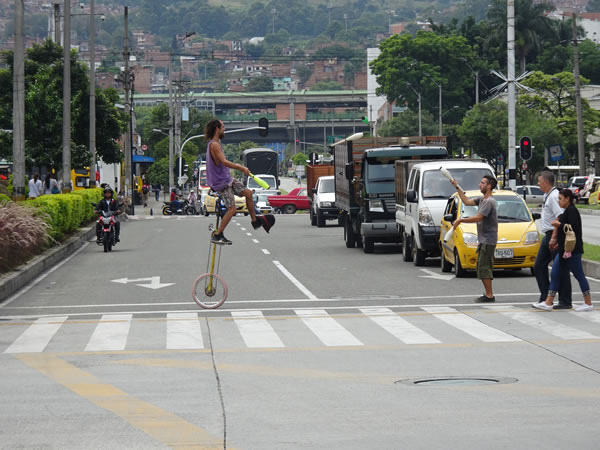 Street jugglers in Medellin, Colombia.