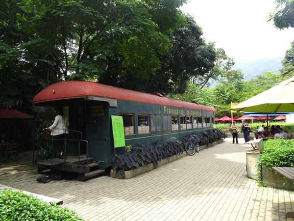 Restaurant (old train) at the botanic garden in Medellin, Colombia.