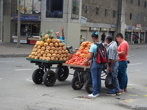 Fruit carts near city center of Medellin, Colombia.