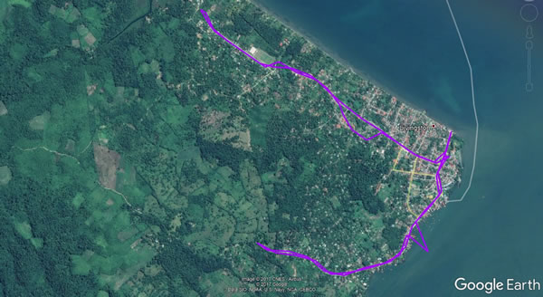 Day 19, Thursday, November 30, 2017 – Bike Livingston, Guatemala - Google earth screenshot.