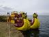 Lake Titicaca near Puno, Peru – floating islands – boat made of straw