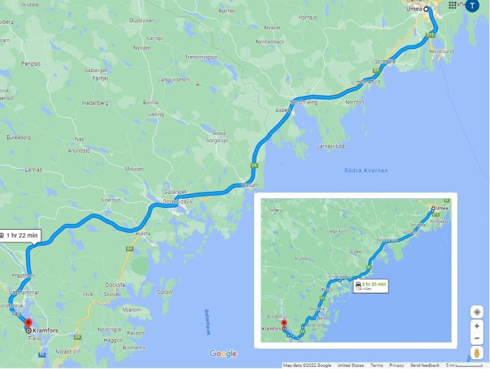 Day 15, Monday, August 22, 2022– Train 124 miles – Umeå, Sweden to Kramfors, Sweden.