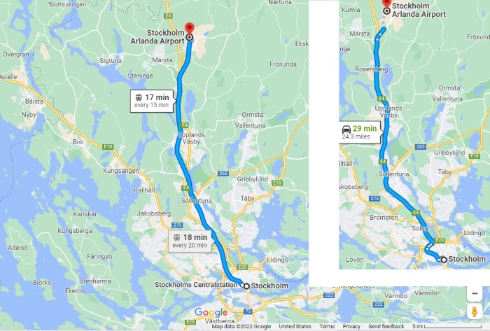 Day 24, Wednesday, August 31, 2022– Train 24.3 miles – Stockholm, Sweden to Arlanda, Sweden.